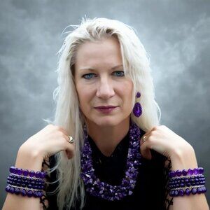 CHUNKY AMETHYST NECKLACE, GENUINE AMETHYST PIECES ! 18 INCH 2 INCH EXTENSION=20